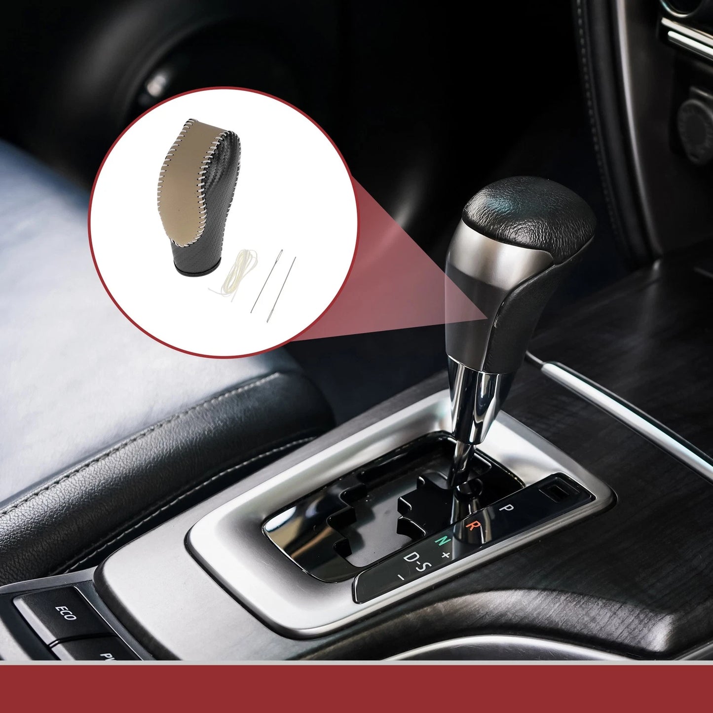 Gear Shift Knob Cover for Ford Fusion (2013-2016) Black Beige