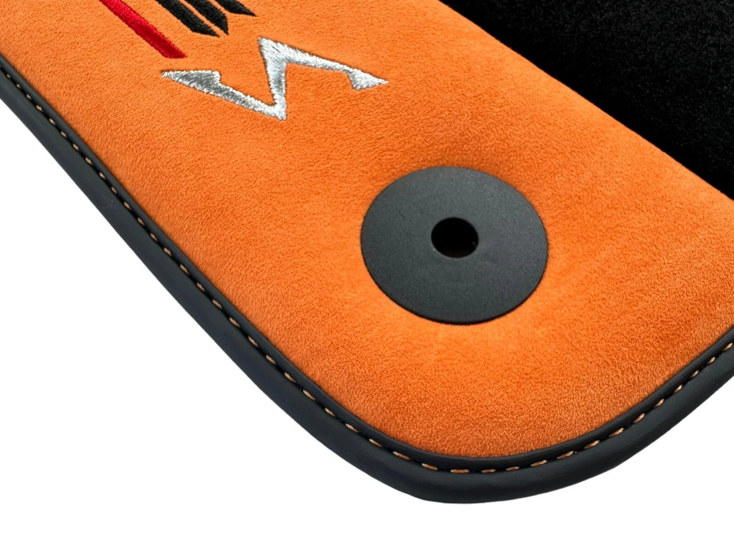 Black Floor Mats for Lamborghini Urus S 2023-2024 with Orange Alcantara