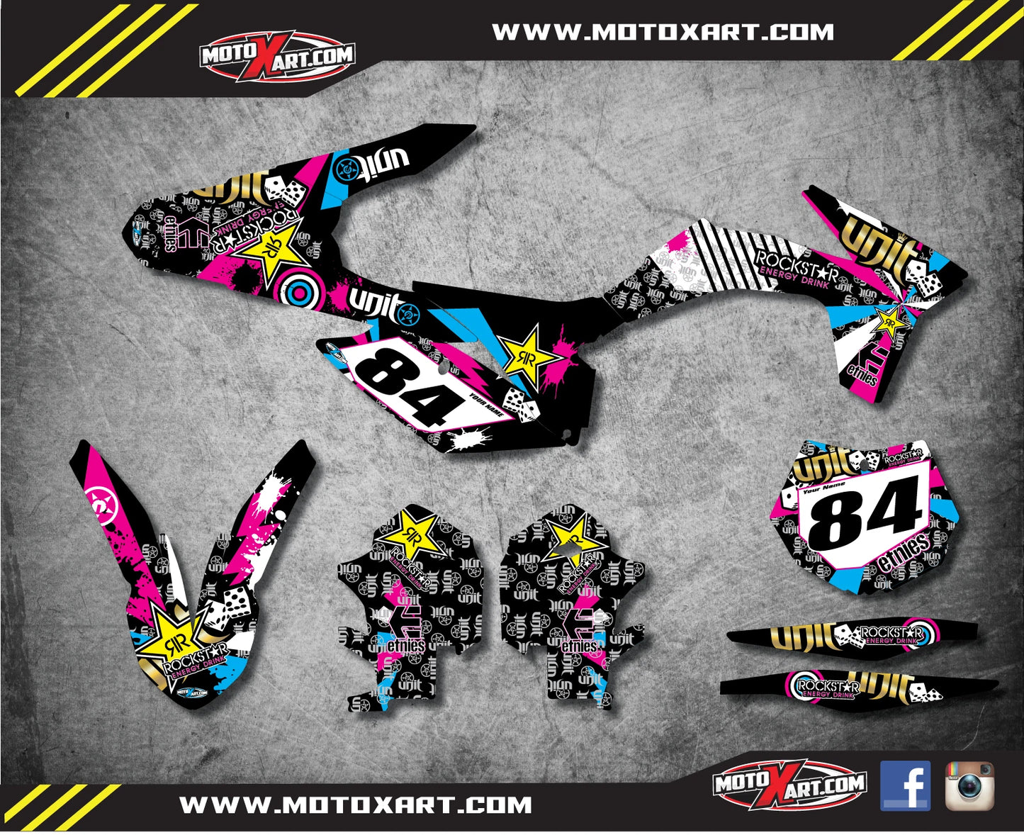 KTM SXF 250 450 Custom Graphics RUSH STYLE Full Sticker Kit (2011-2012)