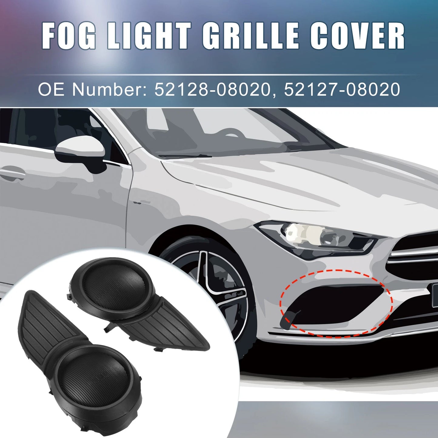 Left Right Fog Light Grille Covers for Toyota Sienna (2011-2020)