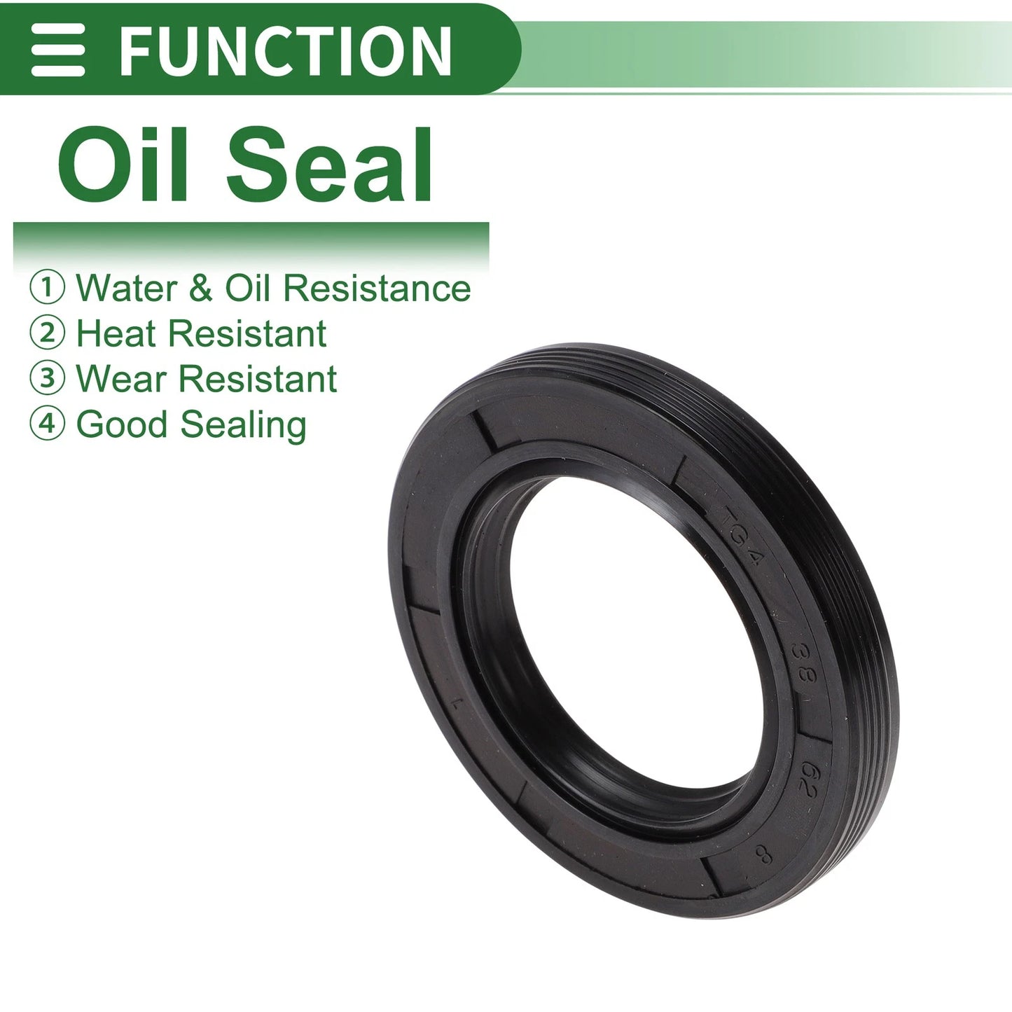 Oil Seal 38x62x8mm NBR Rubber High Pressure Black 5 Pcs