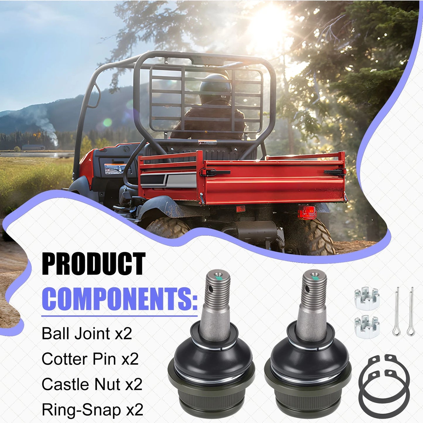 2 x Ball Joints for Kawasaki KAF620 Mule