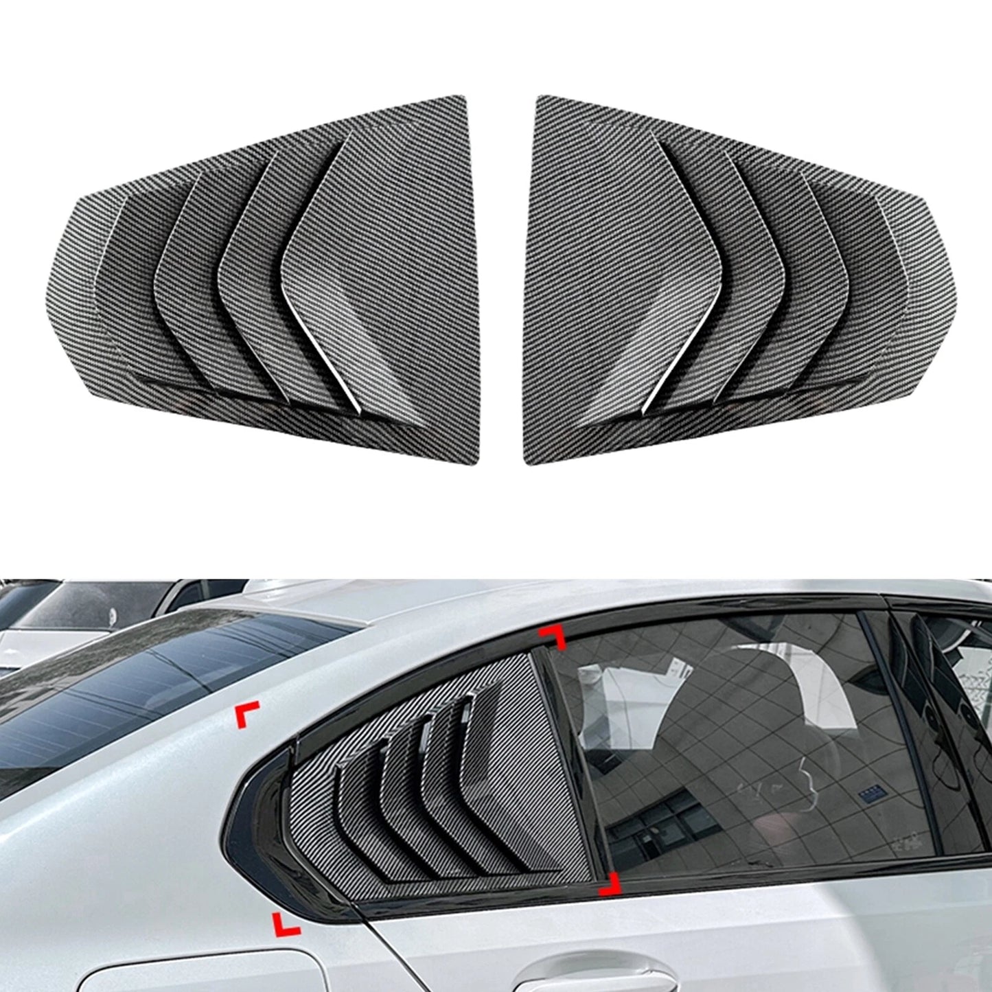 Rear Side Window Louvers for BMW 3 Series G20 (2019-2023) Carbon Style