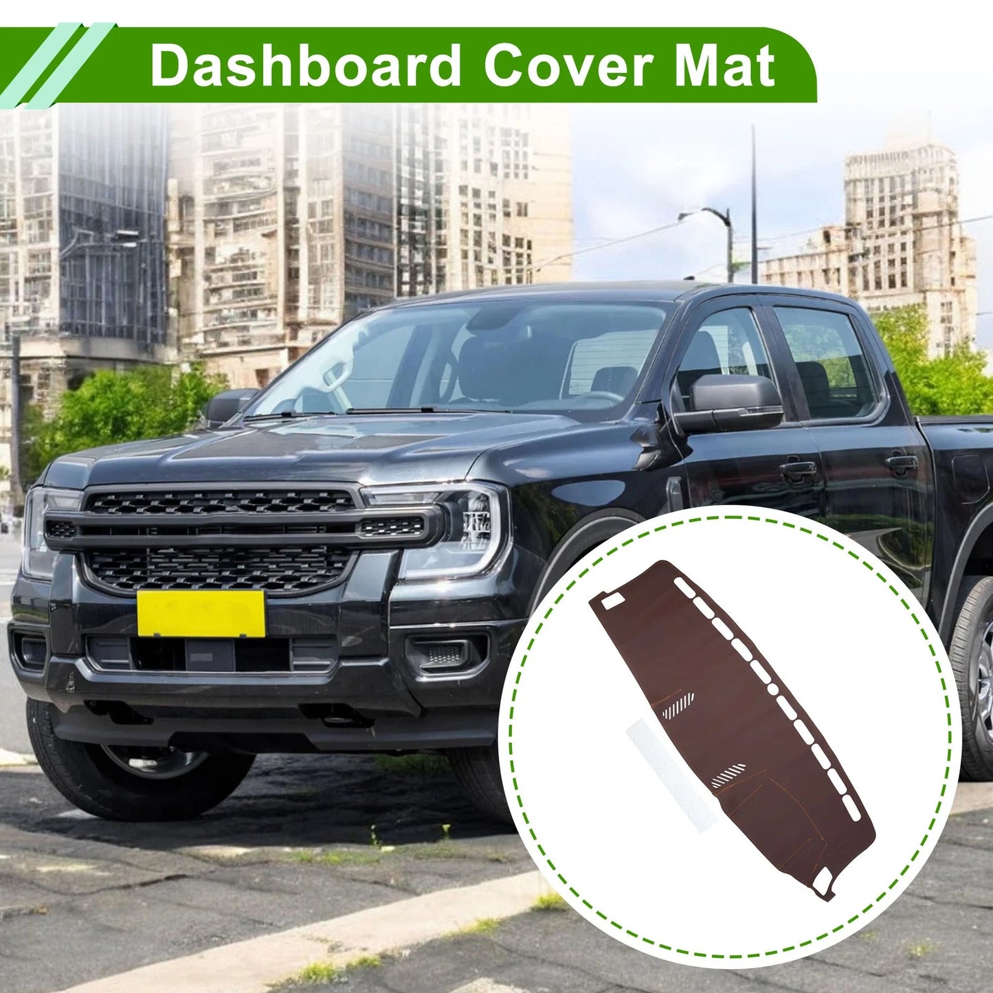 Dashboard Cover Mat for Ford Ranger (2018-2021) - Brown Dash Carpet