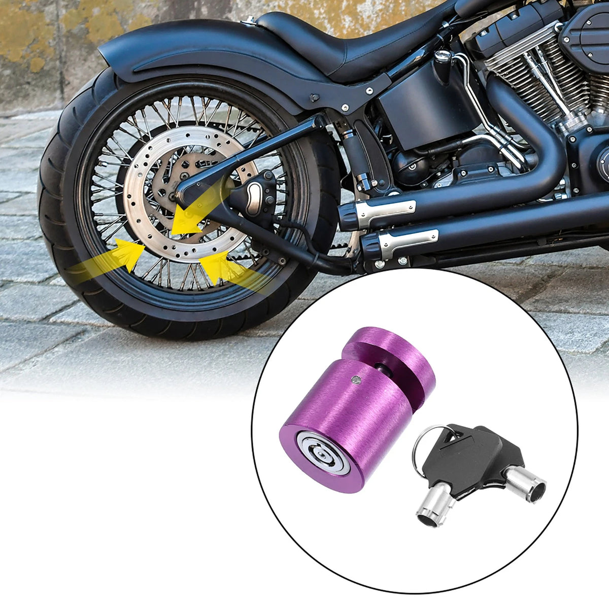 1 x Scooter Brake Wheel Anti Thief Security Disk Lock 2 Keys Purple for Scooter