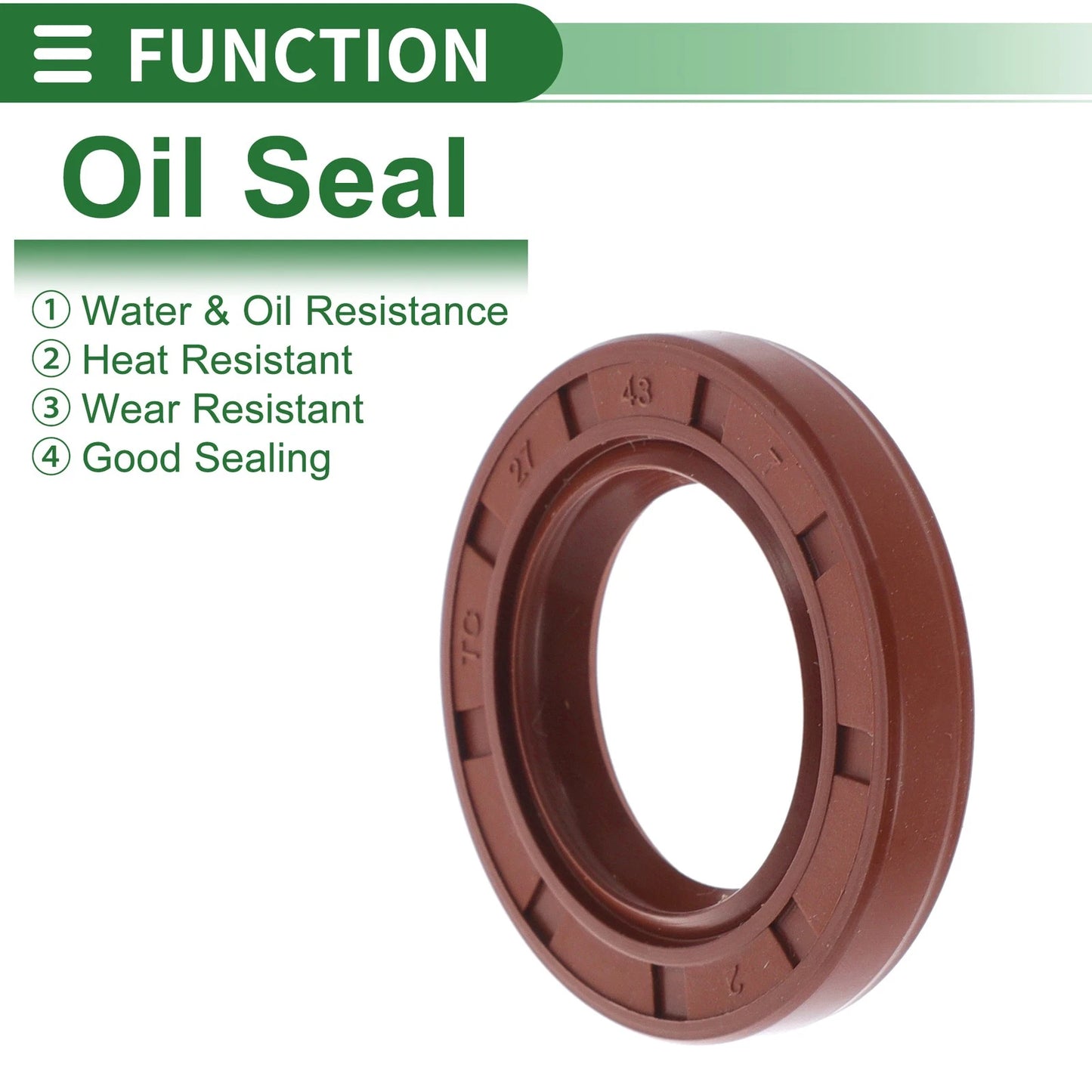 5 x Oil Seal Seal Ring Rotary Shaft Seal FKM Rubber 27x43x7mm Brown
