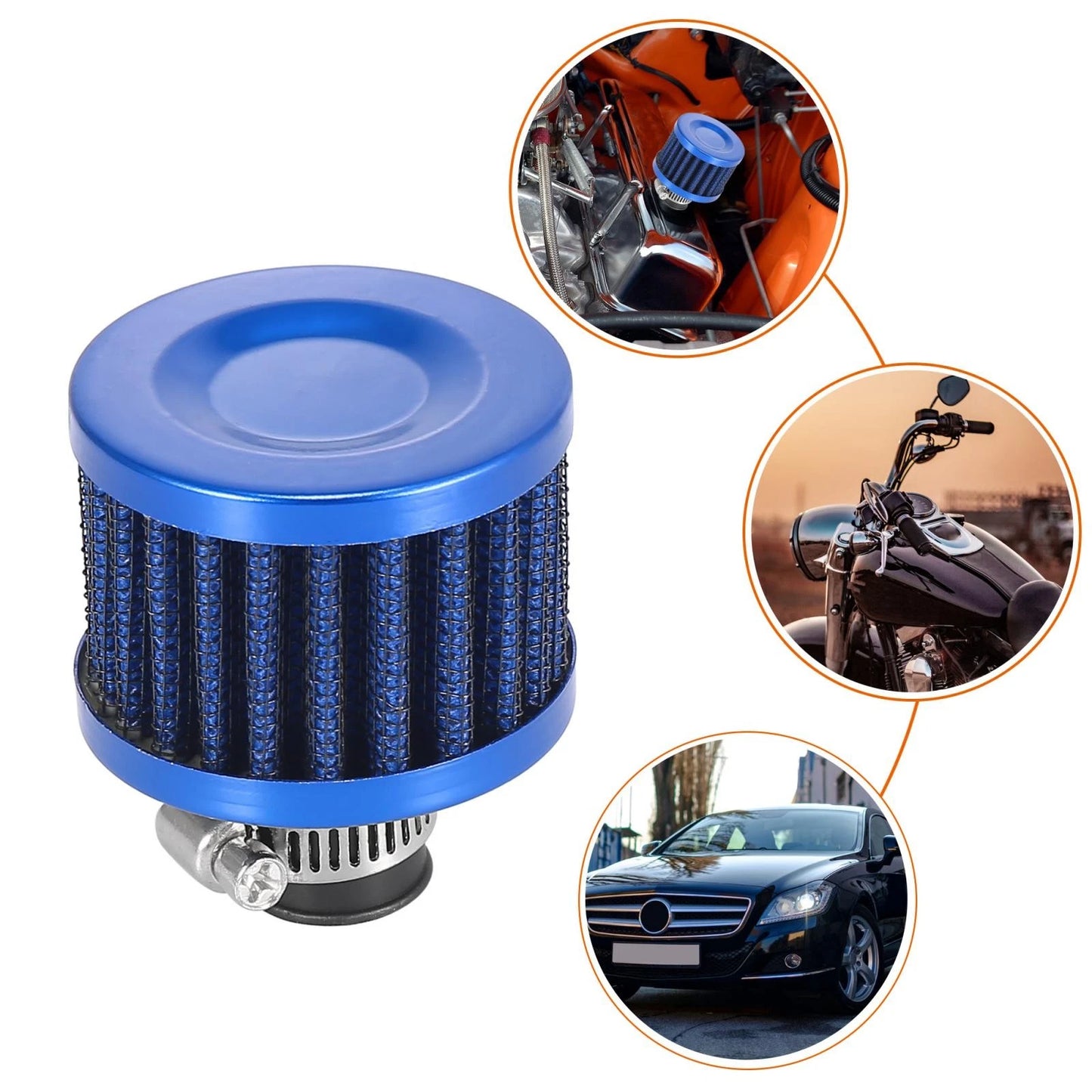 4pcs 12mm Air Filter Cleaner Round for Motorcycle Car Blue