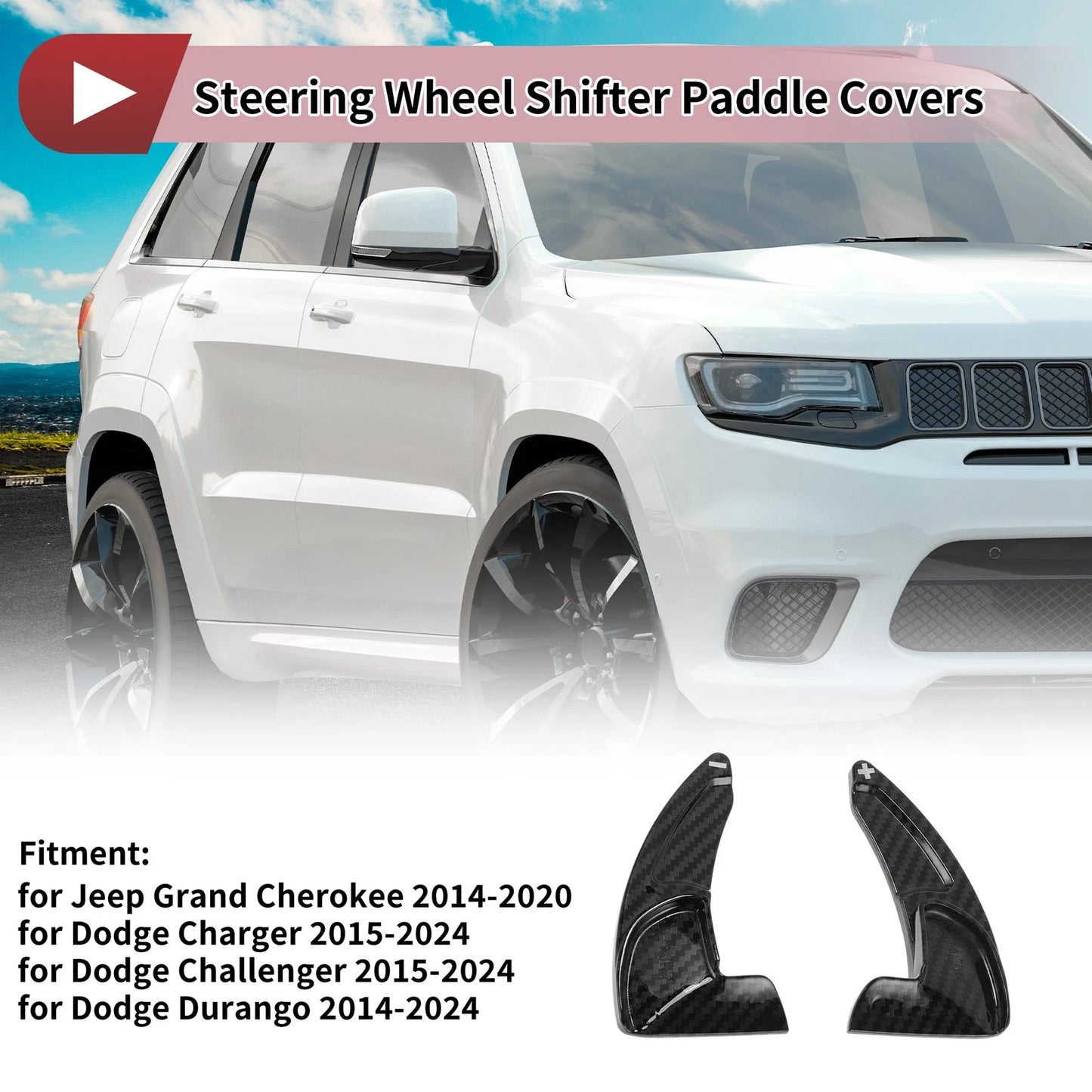 Black Plastic Steering Wheel Paddles for Jeep Grand Cherokee (2014-2020)