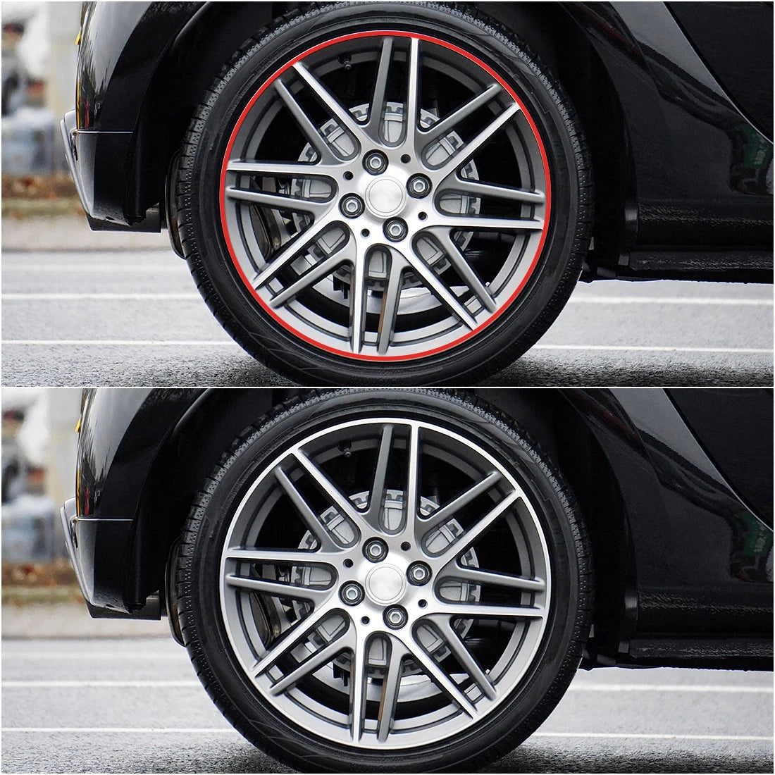 16pcs Rim Sticker Tape Strip Accessory Red for Car & Motorcycle