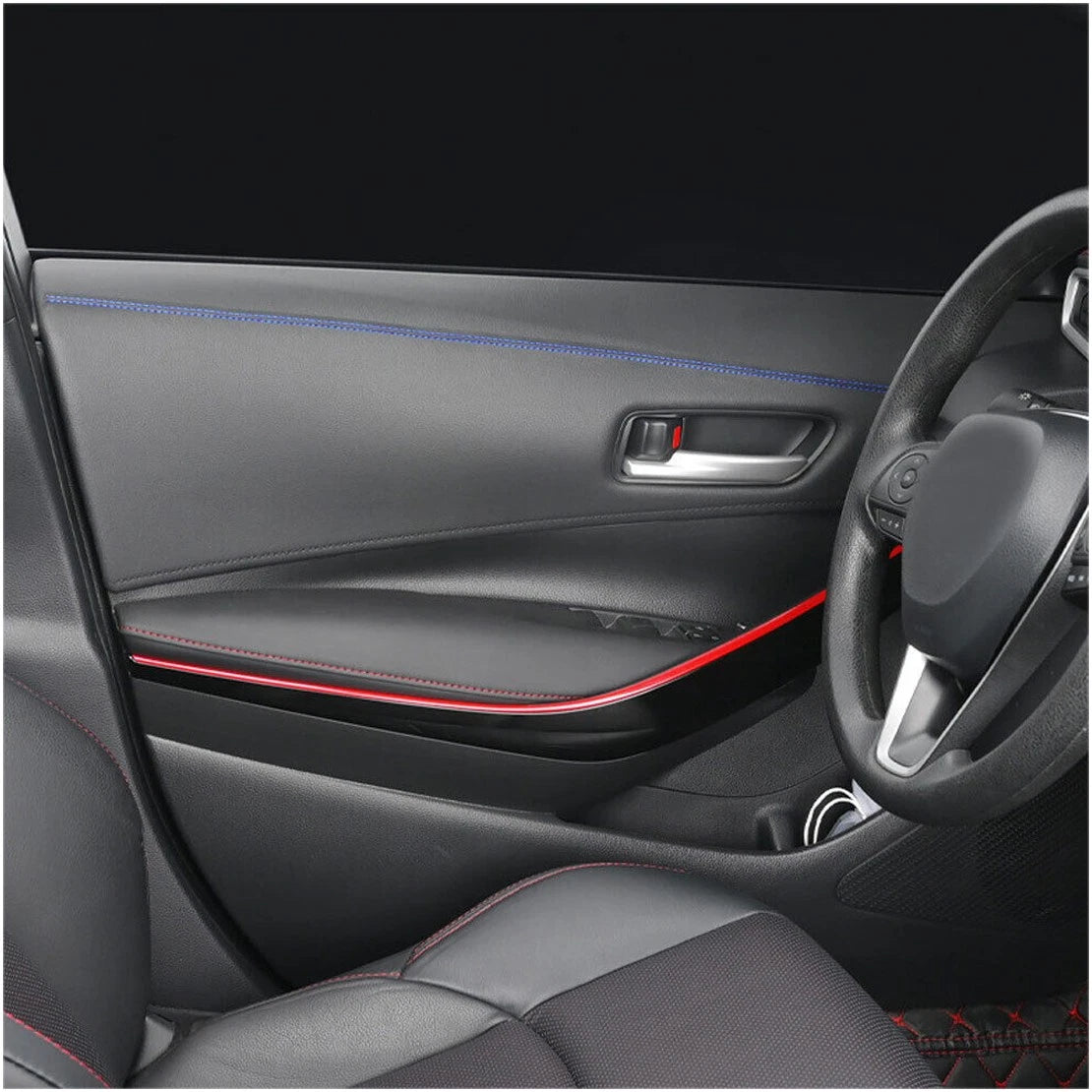 2M Red Stitch PU Leather Car Interior Door Gap Edge Trim Strip