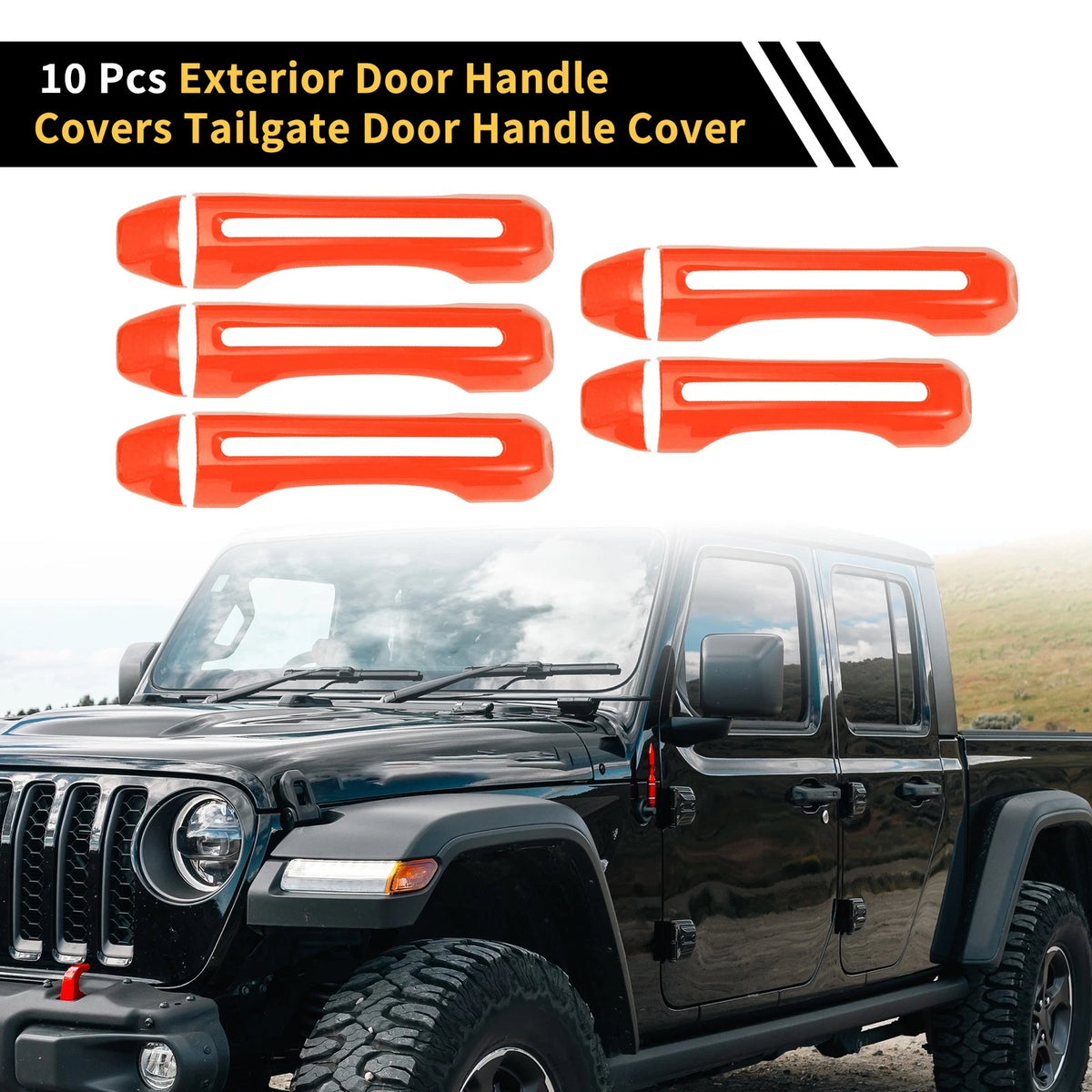 Door Tailgate Handle Cover for Jeep Gladiator JT (2020-2021) - 1 Set, Orange