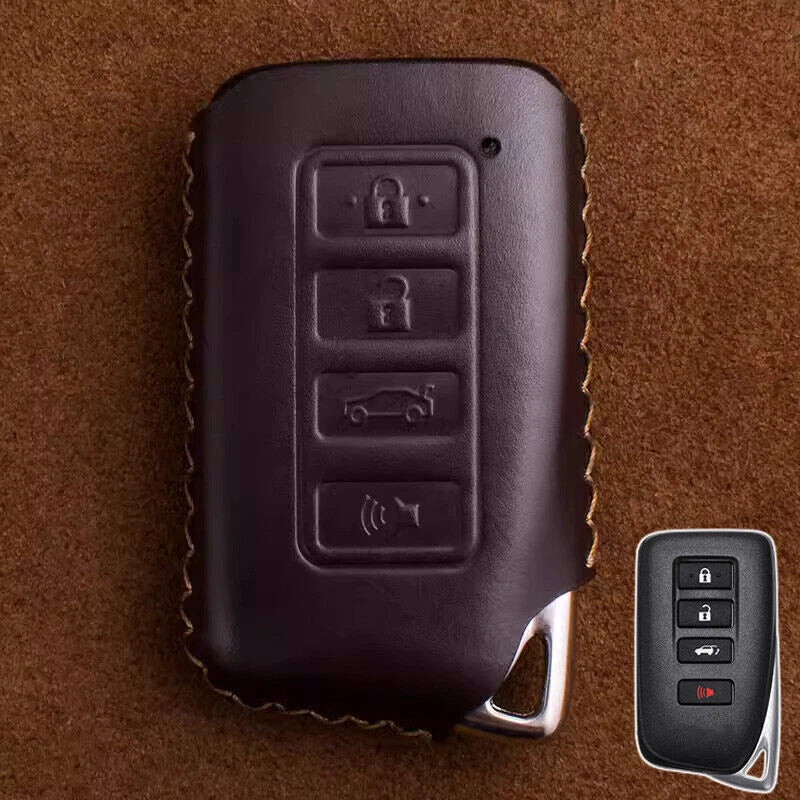 Brown Leather Car Key Fob Case Cover for Lexus RC (2014–2023)