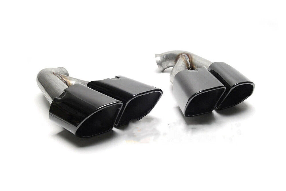 2 x Tail Exhaust Mufflers for Porsche Cayenne 958.2 V6 (2015-2017) Black