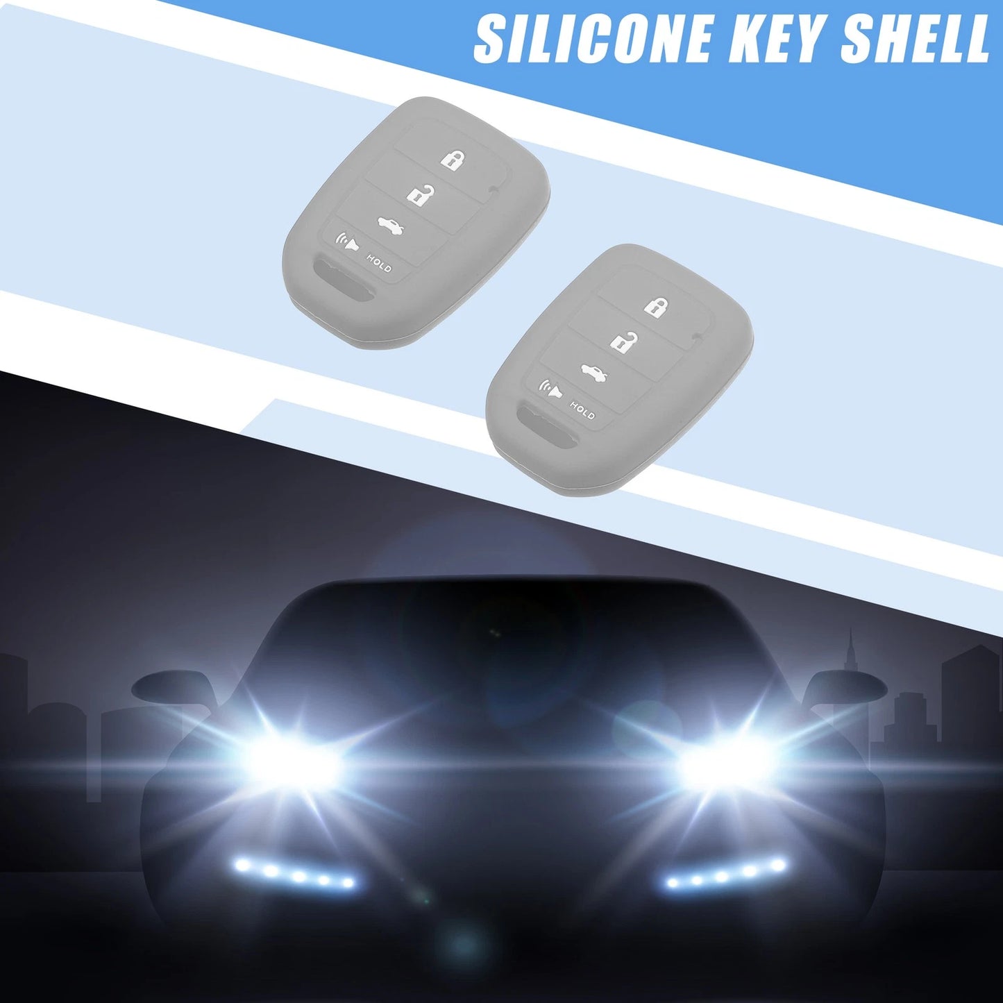Smart Key Fob Cover Protector for Honda Civic Accord CR-V HR-V Gray ()