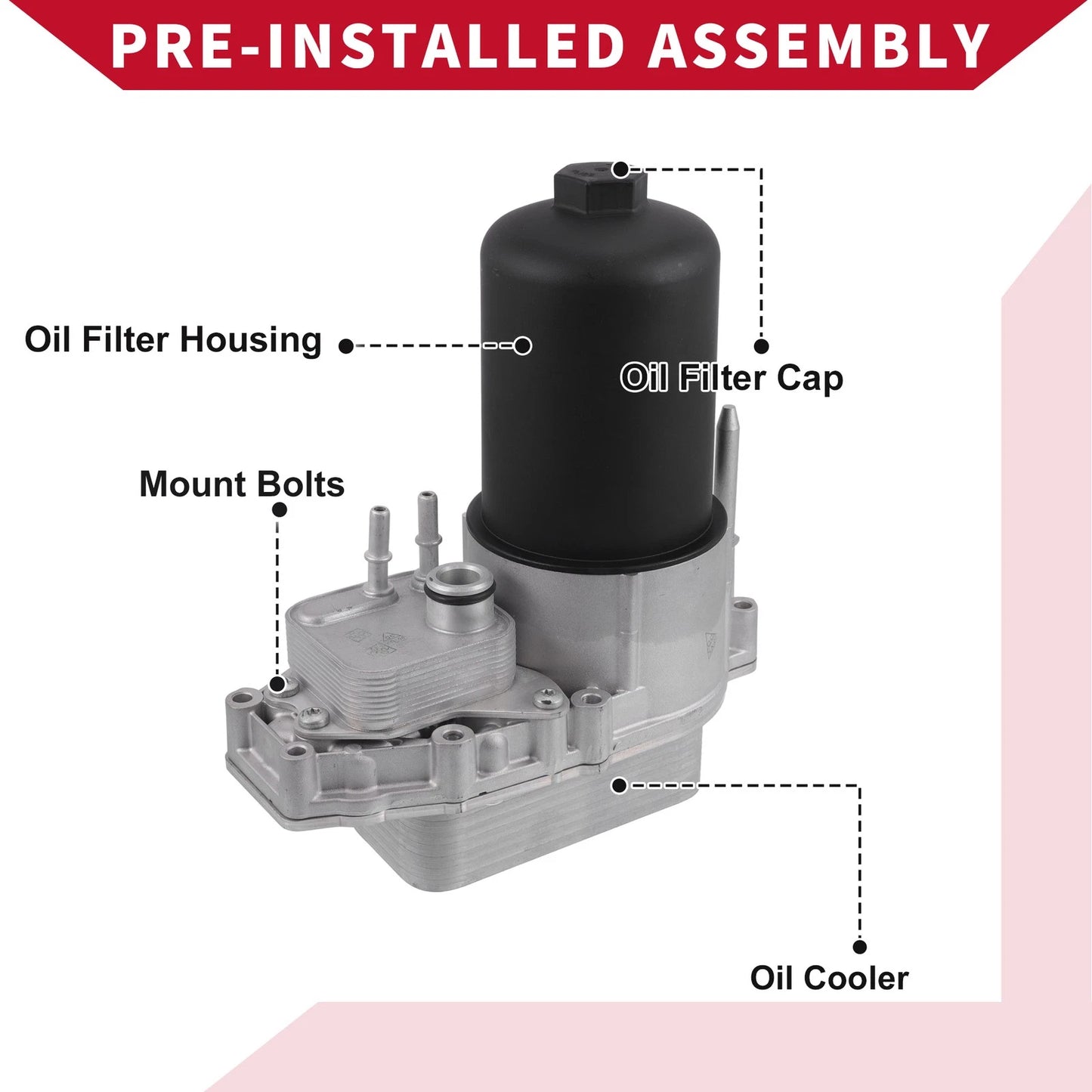 Engine Oil Cooler Filter Housing with Seals for Land Rover LR4 LR3 (2005-2016)