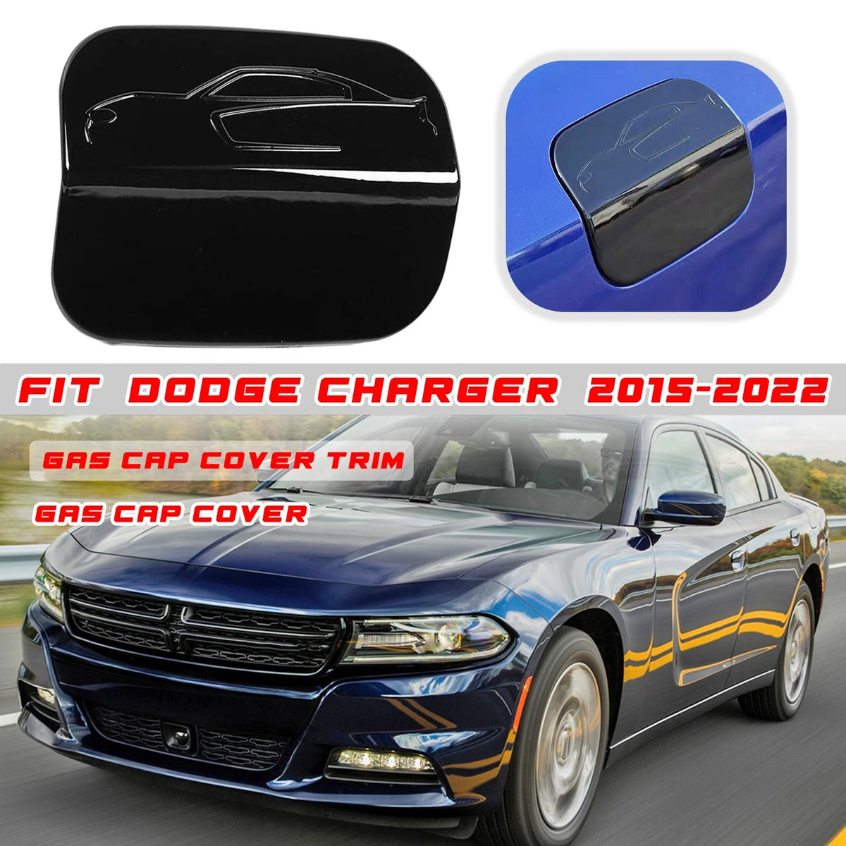 Glossy Black Gas Cap Cover Trim for Dodge Charger (2015–2022)
