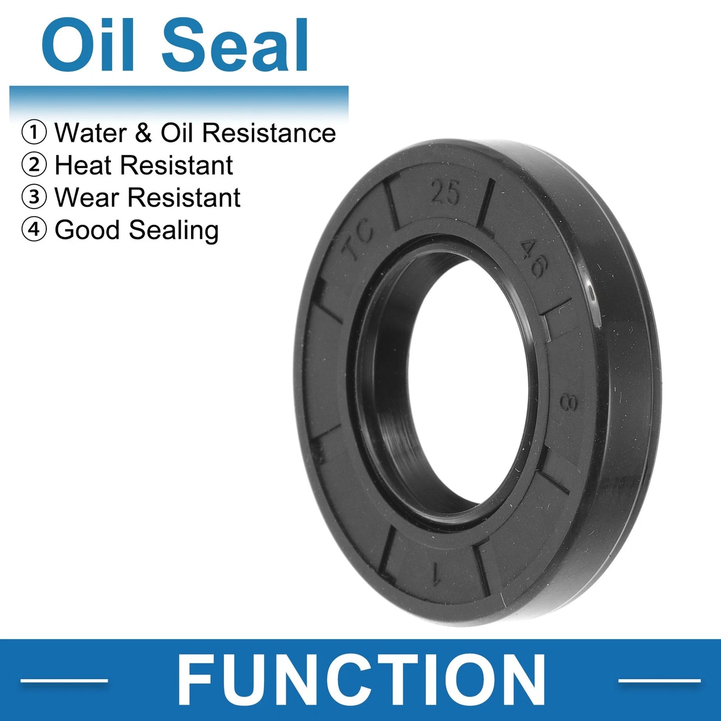 Oil Seal 25x46x8mm Seal Ring Rotary Shaft Nitrile Rubber 5 Pcs for MakeModel