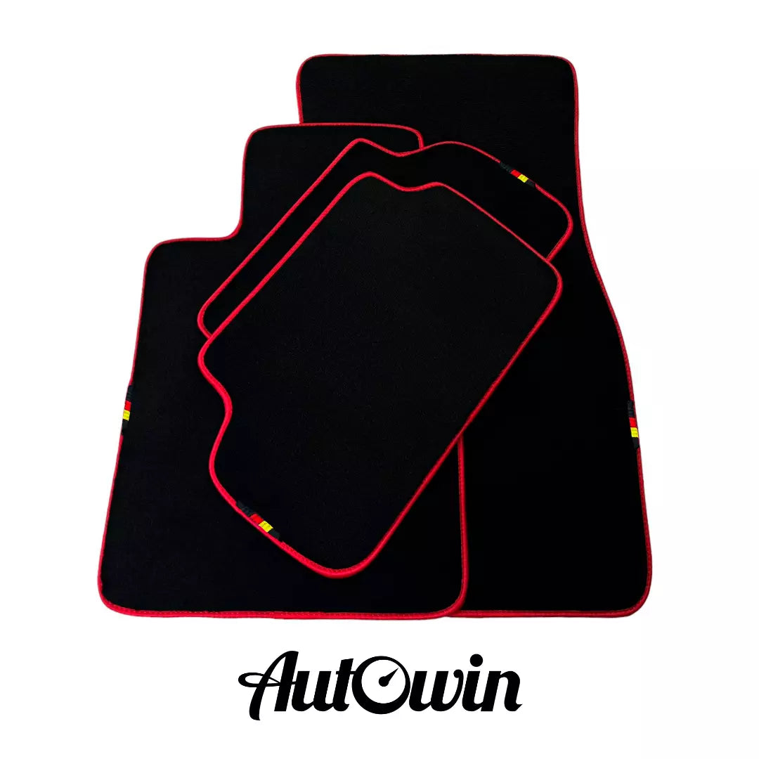 AutoWin Black Floor Mats for BMW i3 Series I01 (2014-2022) with Red Trim