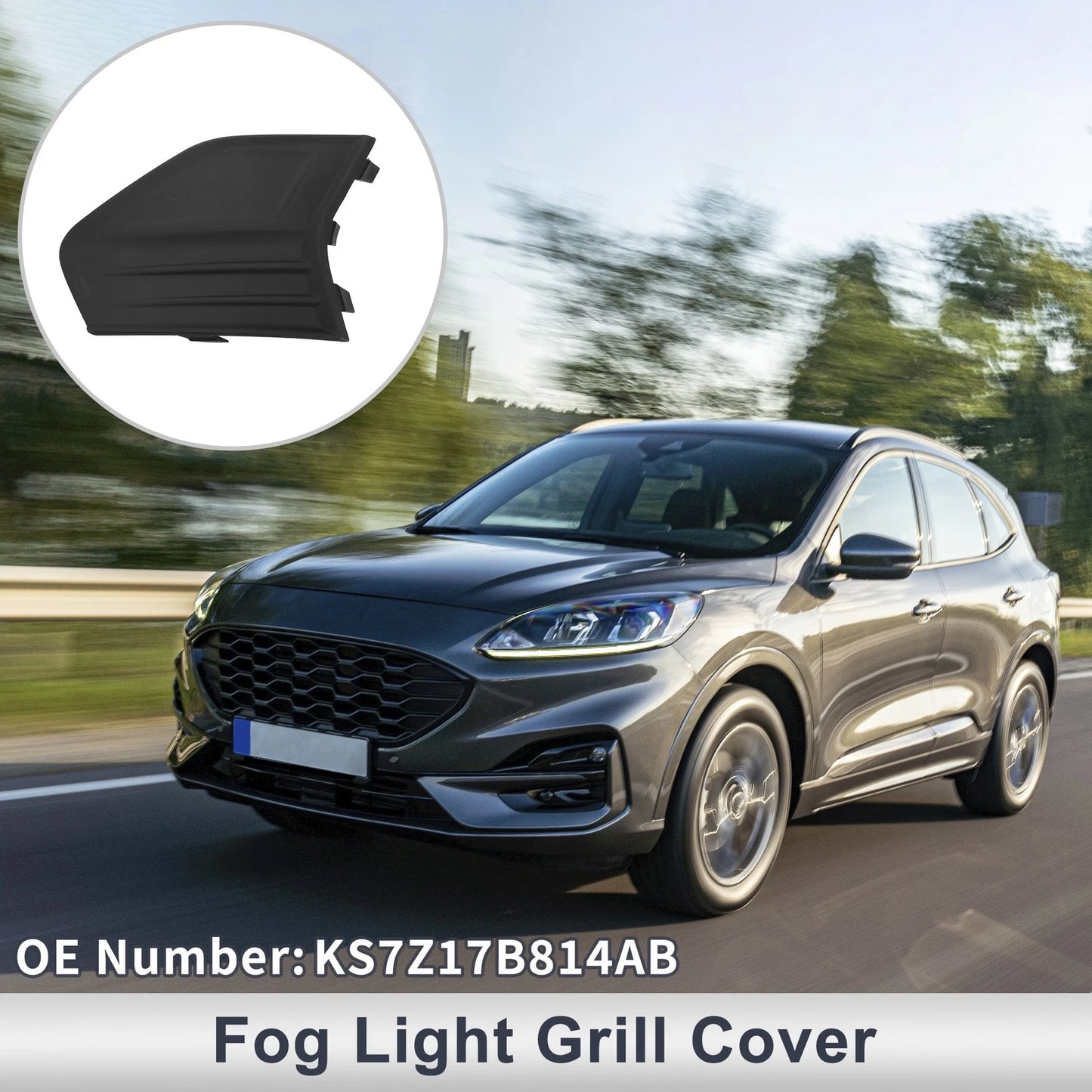 Front Left Fog Light Grill for Ford Fusion (2019-2020) - ABS Black