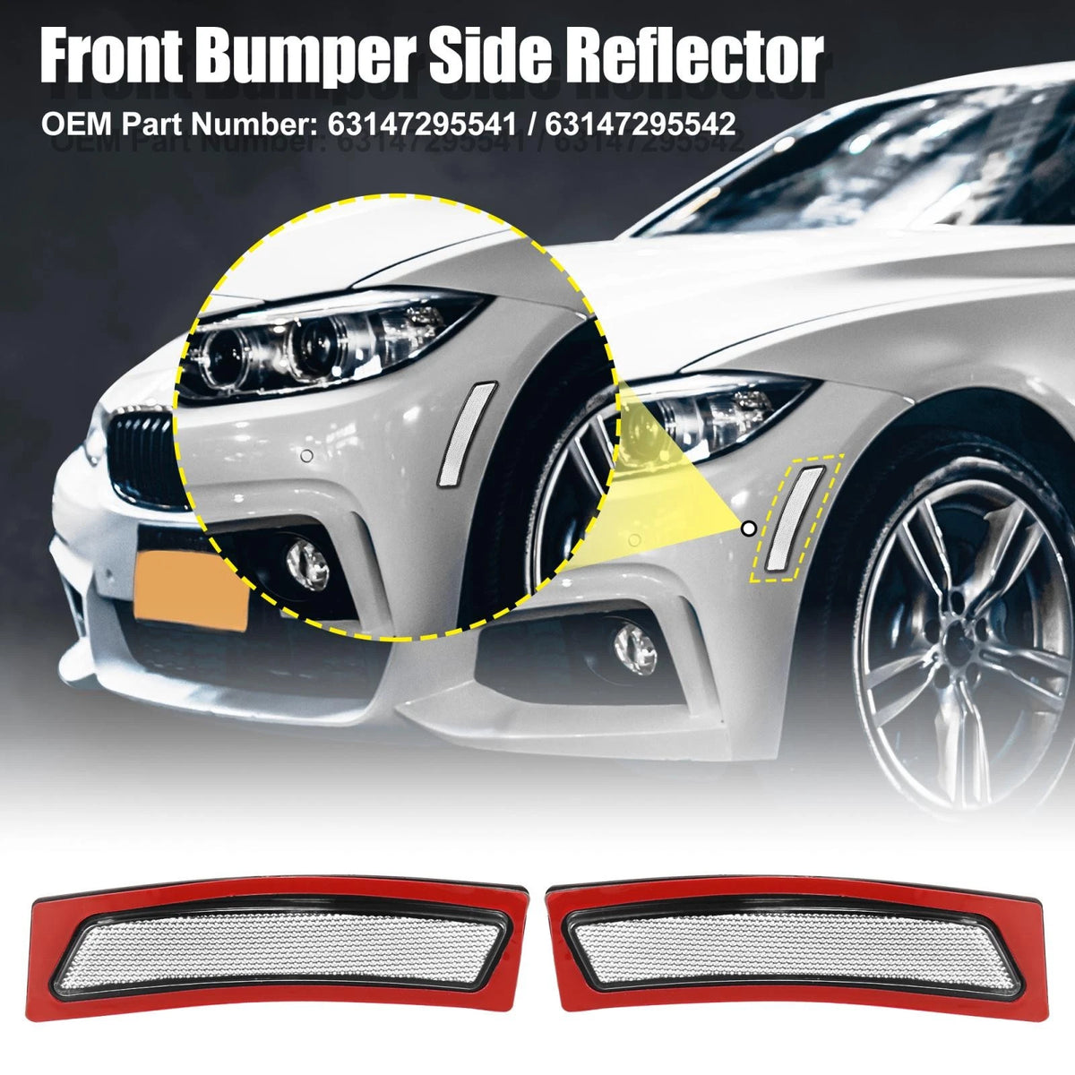 Front Bumper Reflectors for BMW F30 F31 LCI White (2015-2019)