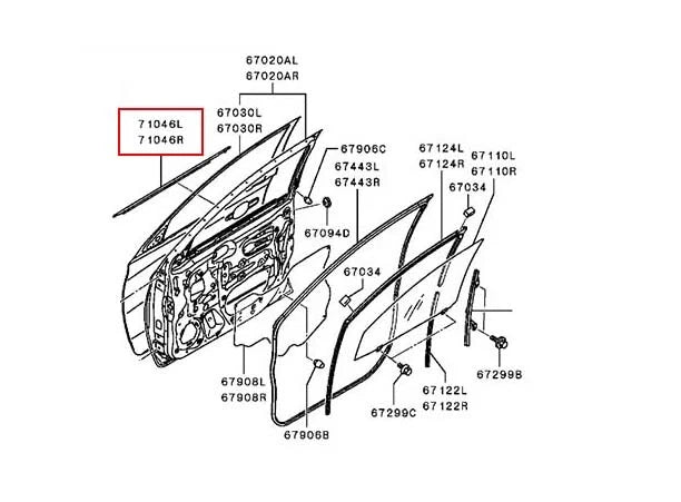 Front Outer Weatherstrip for L200 Triton 4 Dr (2015-2022)