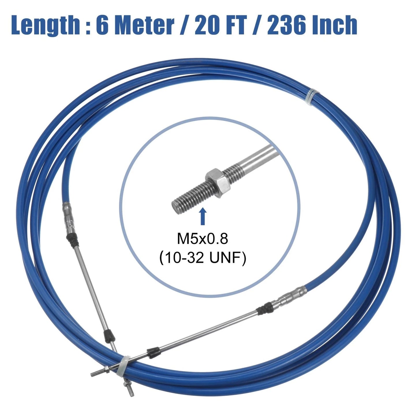 Throttle Control Cable 2 x 20ft 6 Meter 236inch Marine 33C for Outboard Engine