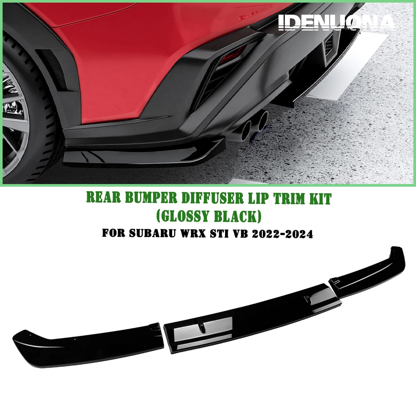 Rear Bumper Diffuser Lip for Subaru WRX STi (2022-2024) Gloss Black