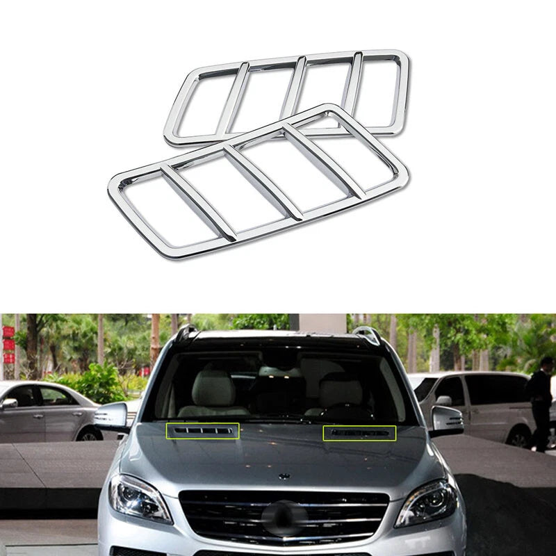 Chrome Engine Hood Air Outlet Vent Trim Cover Frame Fit For Benz GLE ML GL