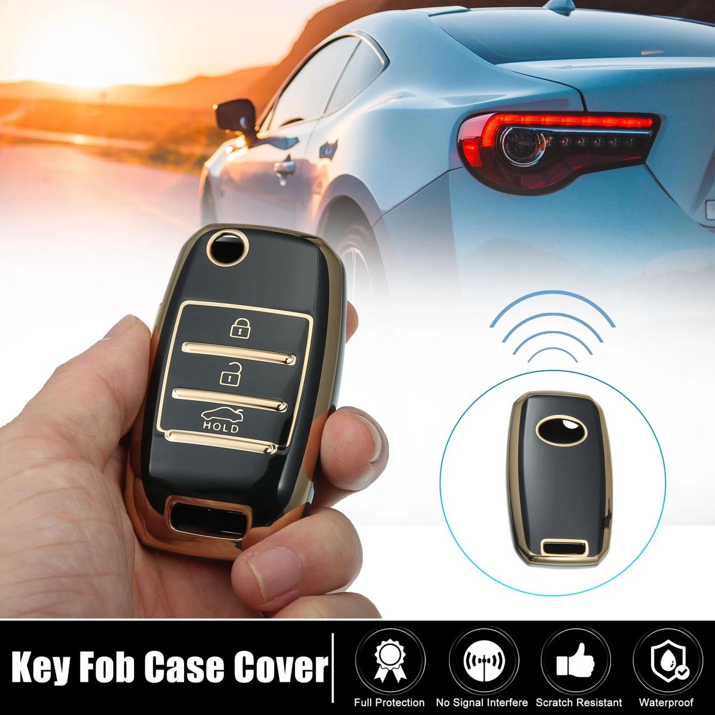 Silicone Key Fob Case Cover for KIA Sorento, Carens (2013-2014) Black