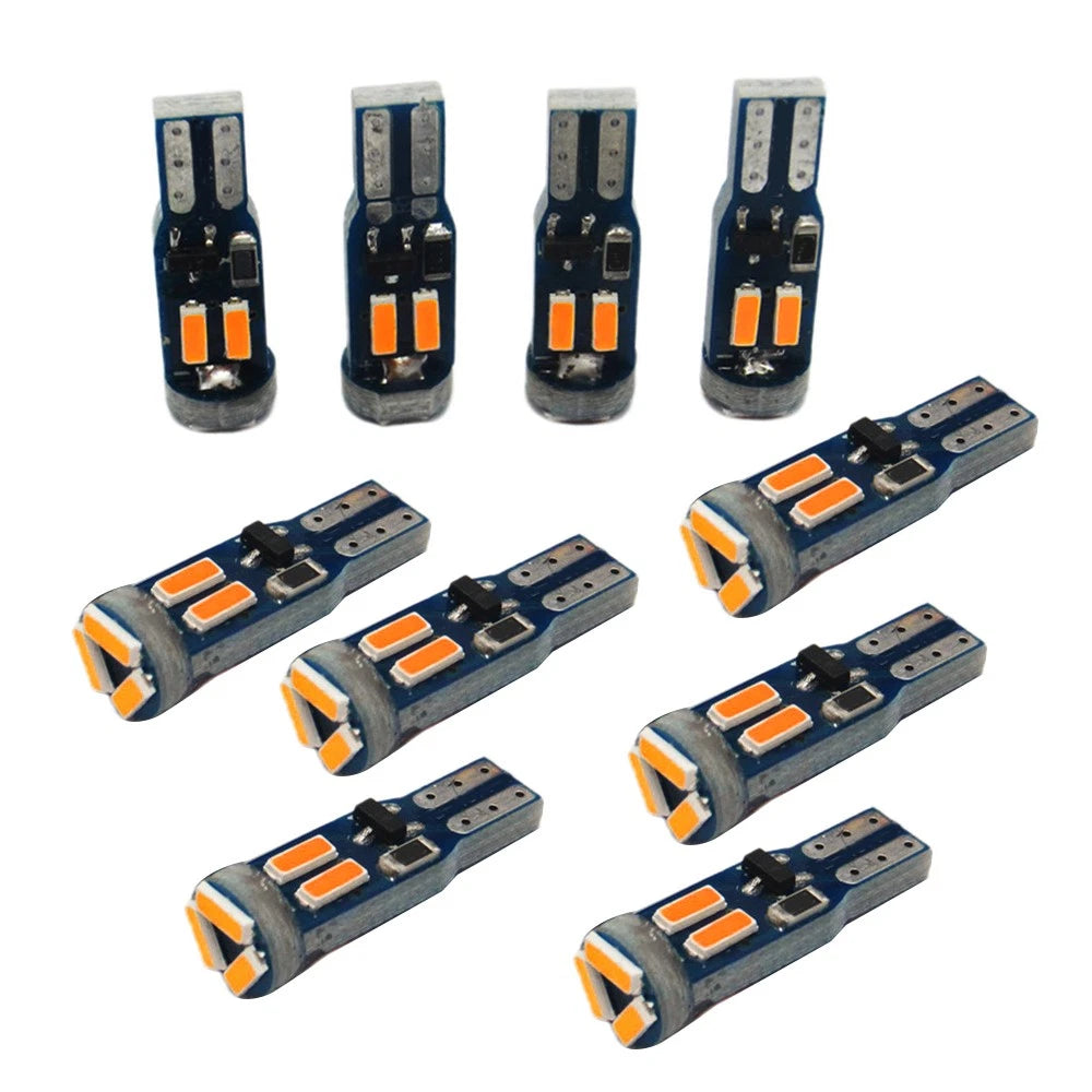 10 x T5 7SMD Yellow LED Dash Light Bulbs for Instrument Panel (Fits Various)