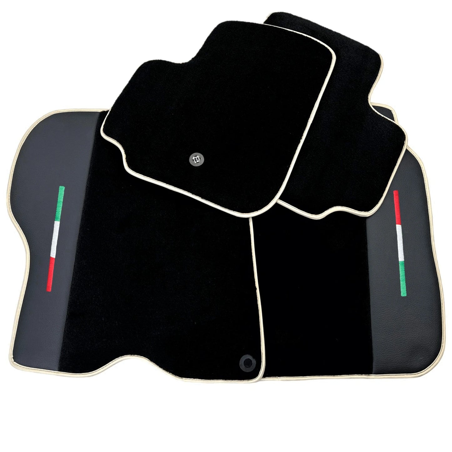 Black Floor Mats for Ferrari GTC4 Lusso with Leather & Beige Trim
