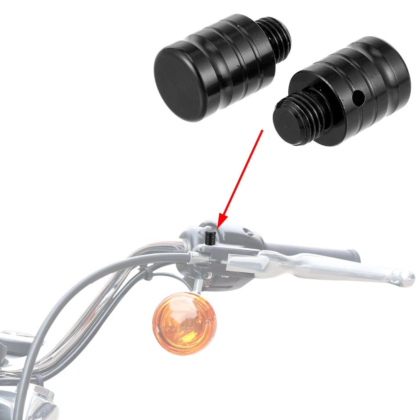 2 x M10x1.25 Motorcycle Right Mirror Hole Plugs Screws Aluminum Alloy Black for Motorcycle
