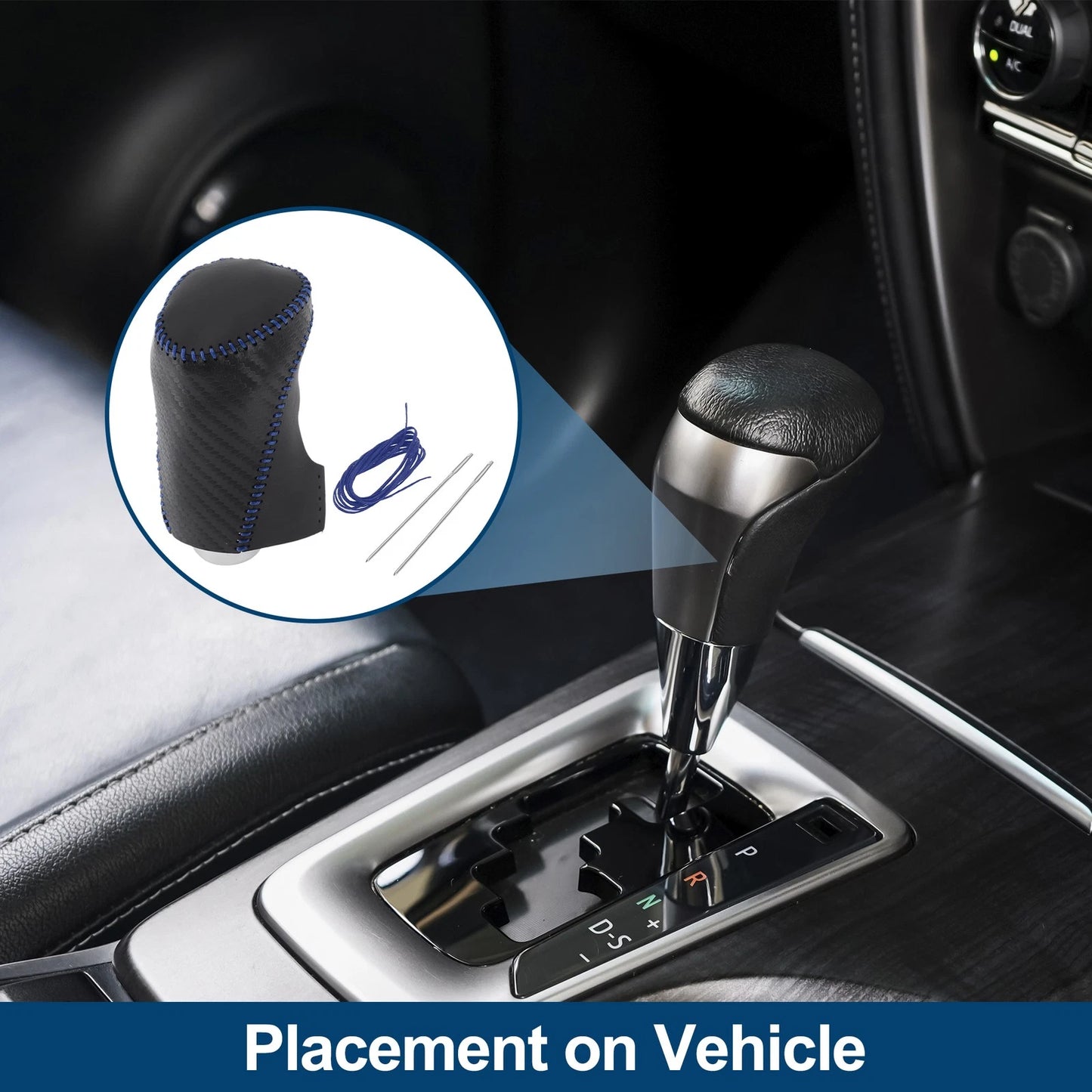 1 Pc Gear Shift Knob Cover for Chevrolet Malibu Black Carbon Fiber Blue