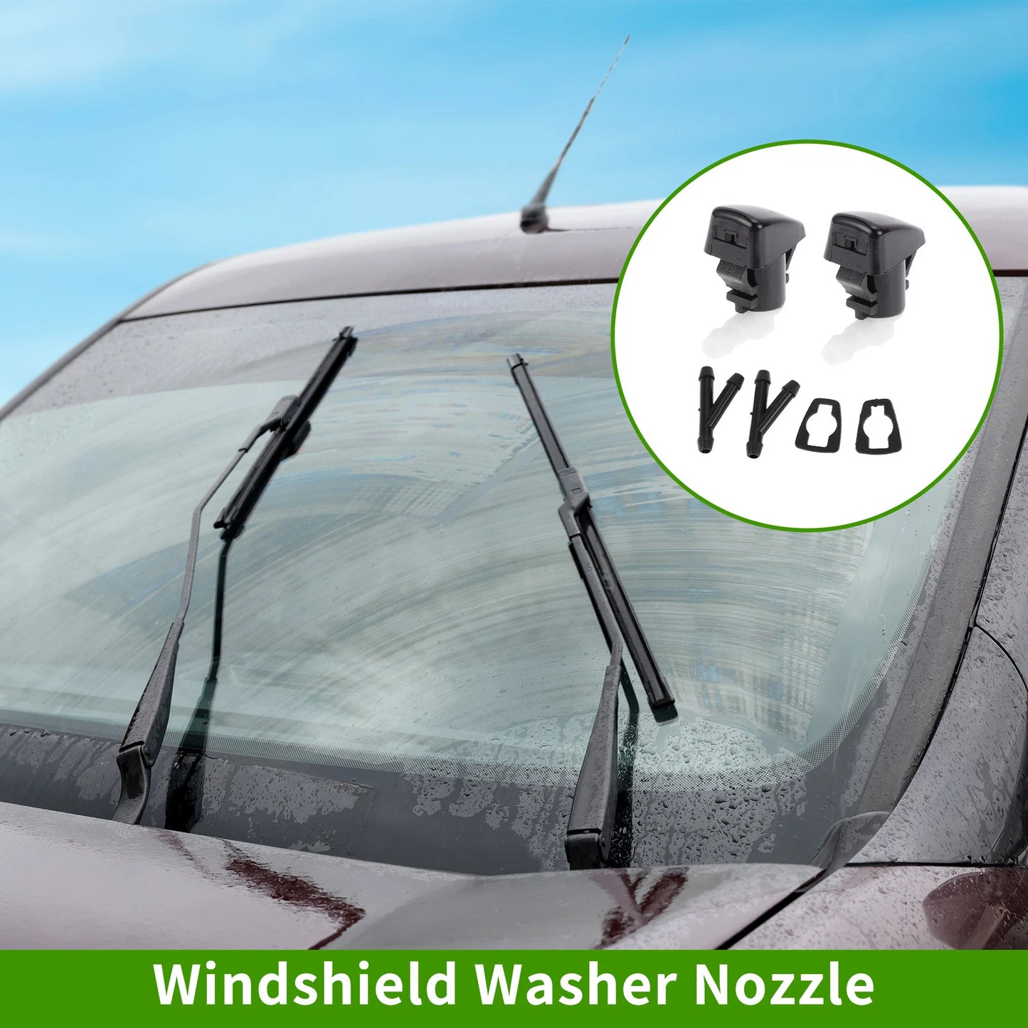 Windshield Washer Nozzle & 2 x Hose Connectors for Ford Edge (2007-2011)