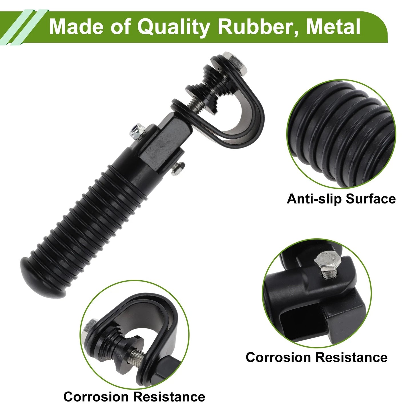 2 x Motorcycle FootPegs 4.9" Rear Footrest Rubber Metal Black