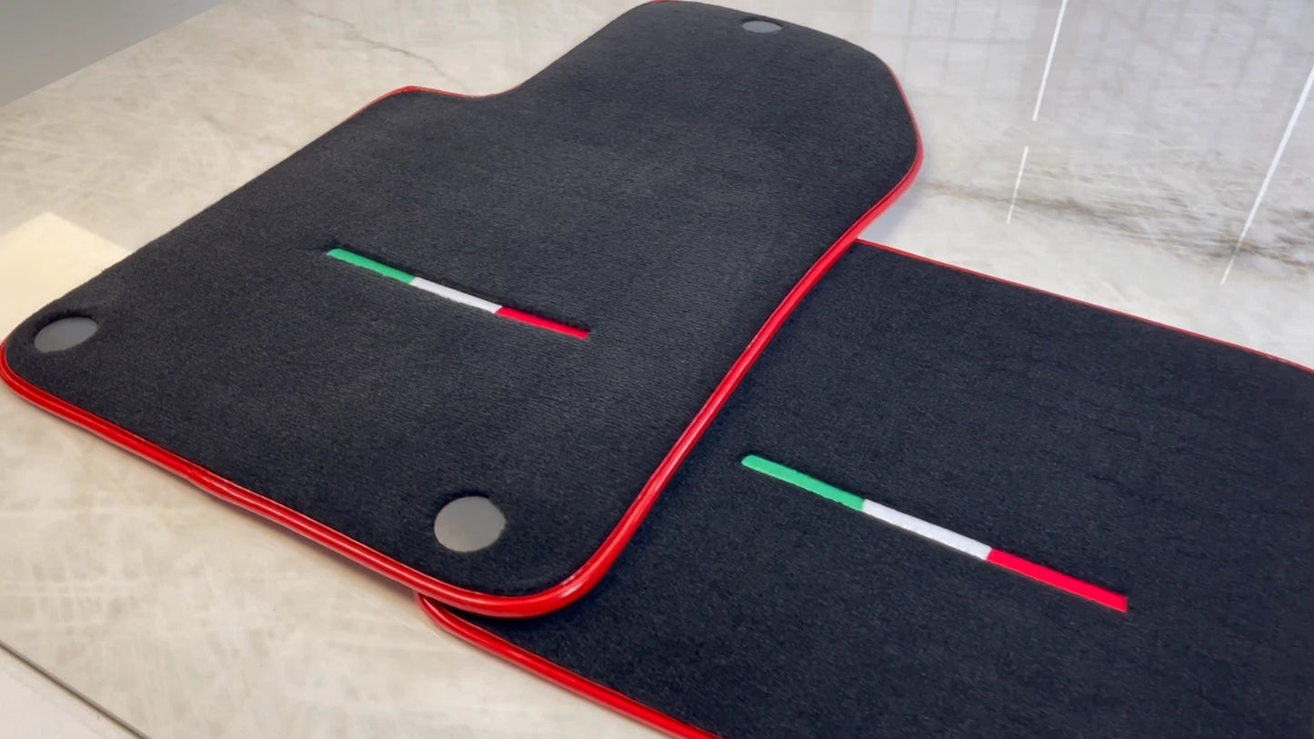 Black Floor Mats for Ferrari 599 Coupe 2006-2012 Tailored Carpets with Red Trim