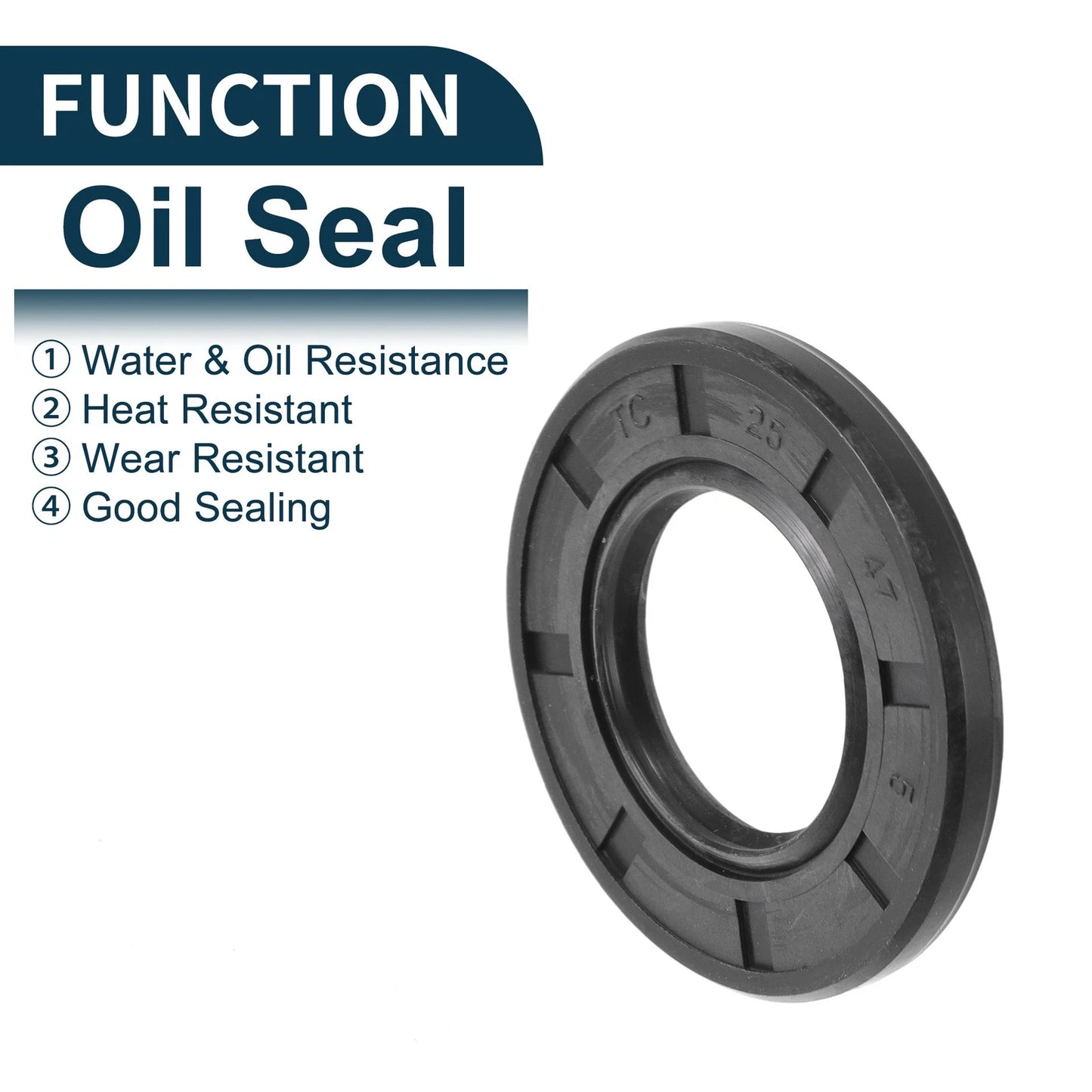 Oil Seal / 25x47x5mm / Rotary Shaft Seal NBR Rubber Black 5Pcs for Car