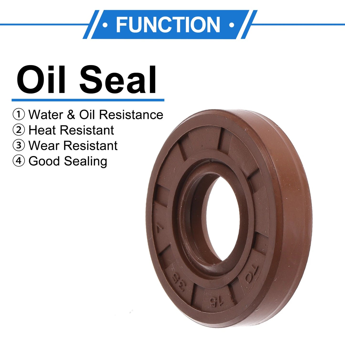 Oil Seal 15x35x7mm Brown 2 x Seal Ring Shaft Seal FKM Rubber for Make Model