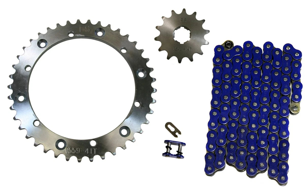 2 x O-Ring Drive Chain & 14/41 Sprockets Blue 520x104 for Yamaha Banshee (1989–2006)