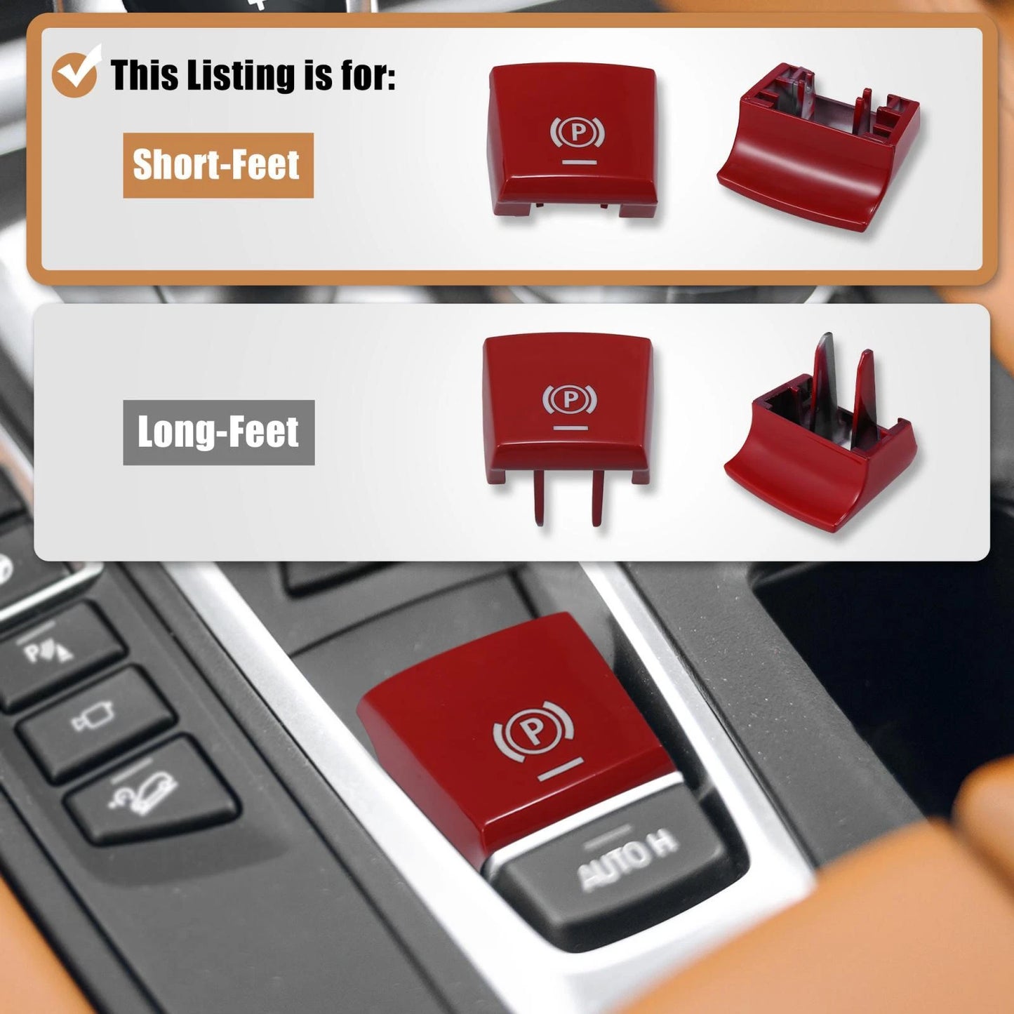 Short Feet P Button Cover for BMW 7 Series F01 F02 2009-2014 (2009-2014)