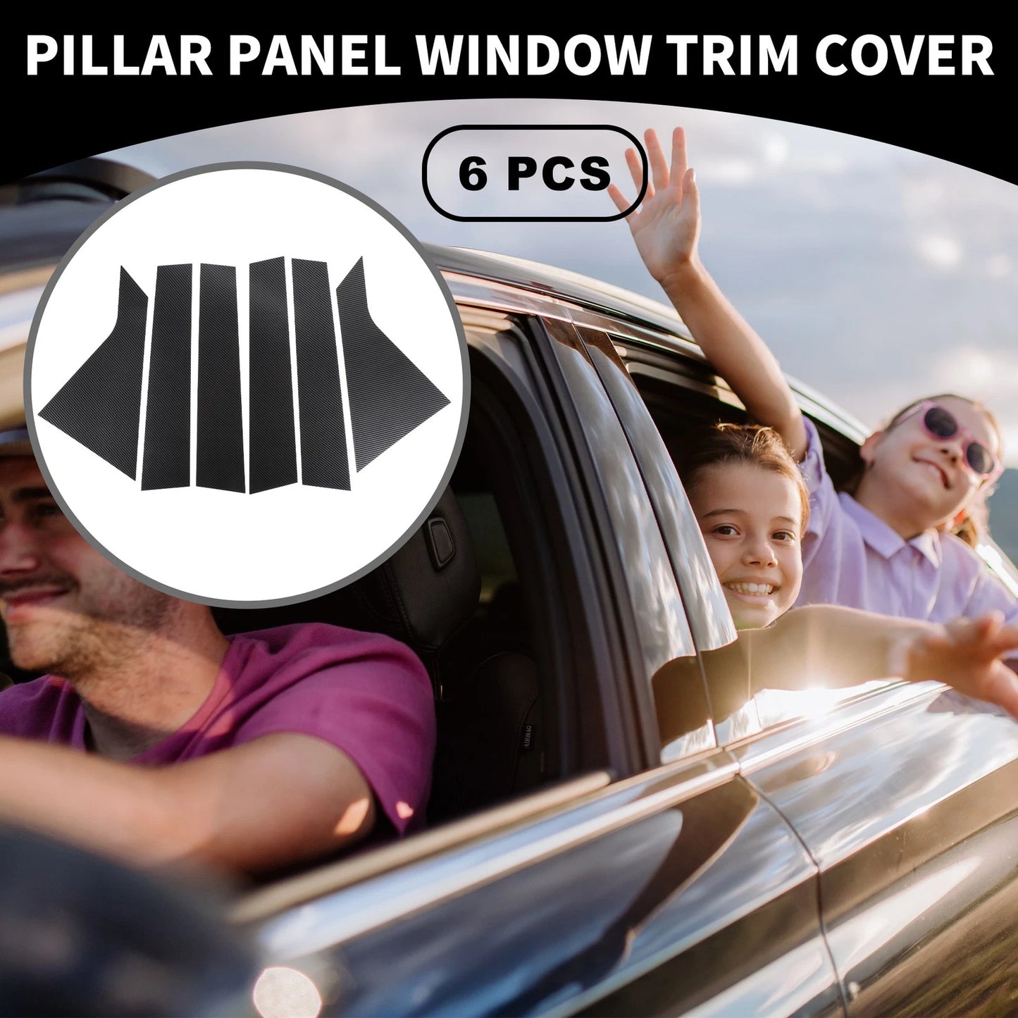 6pcs Pillar Window Trim Cover for Chevrolet Impala (2014-2020) Carbon Fiber