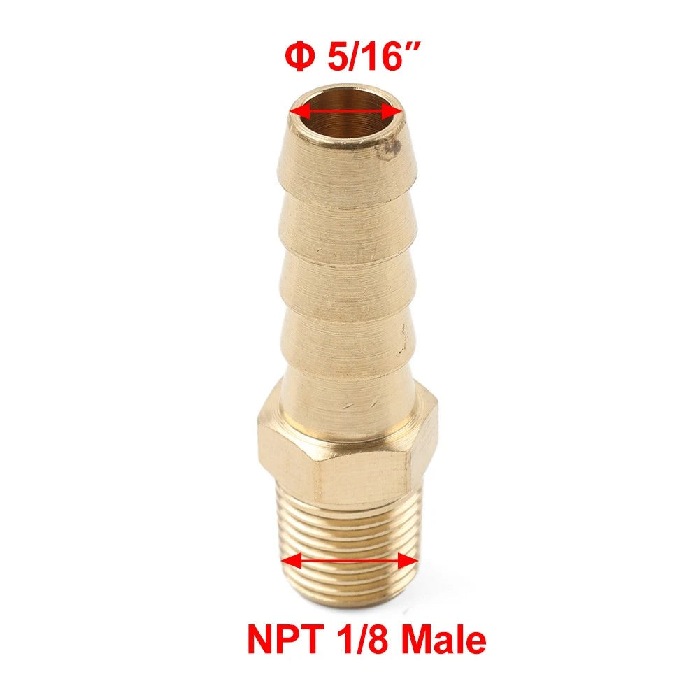 Brass Hose Barb Fitting 5/16" x NPT 1/8 Male Connector for Various Models