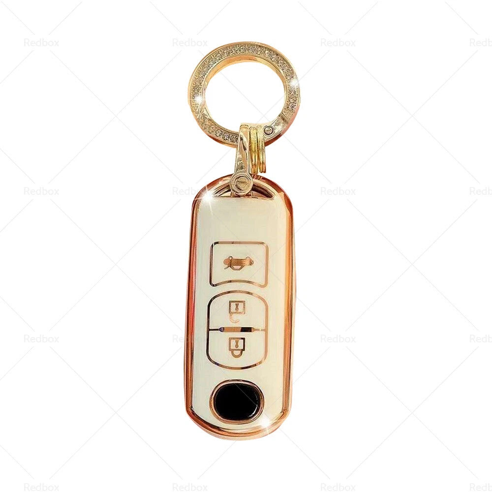 Beige TPU Remote Key Fob Case Cover for Mazda 2 3 5 6 CX-3 CX-5 CX-7 (2003-2023)