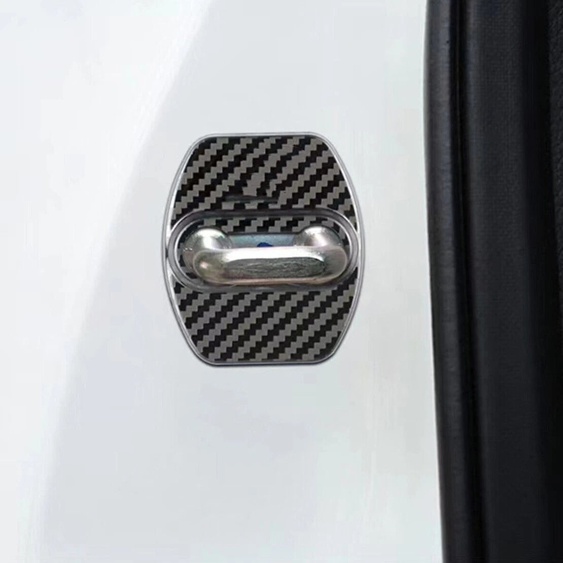4 x Carbon Fiber Black Door Lock Striker Covers for Kia GT (2018-2023)