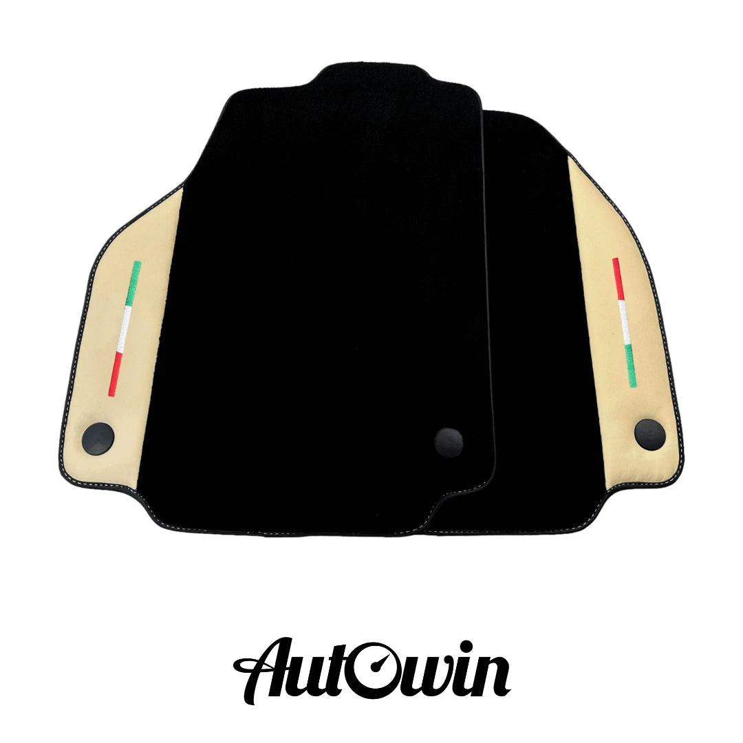 Black Floor Mats for Ferrari 458 Spider (2010-2015) - AutoWin Brand, Crema Leather