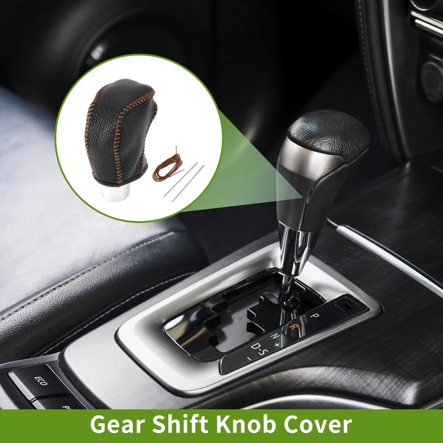 Car Gear Shift Knob Cover for Toyota Tacoma (2016-2022) - Pebbled Black Brown