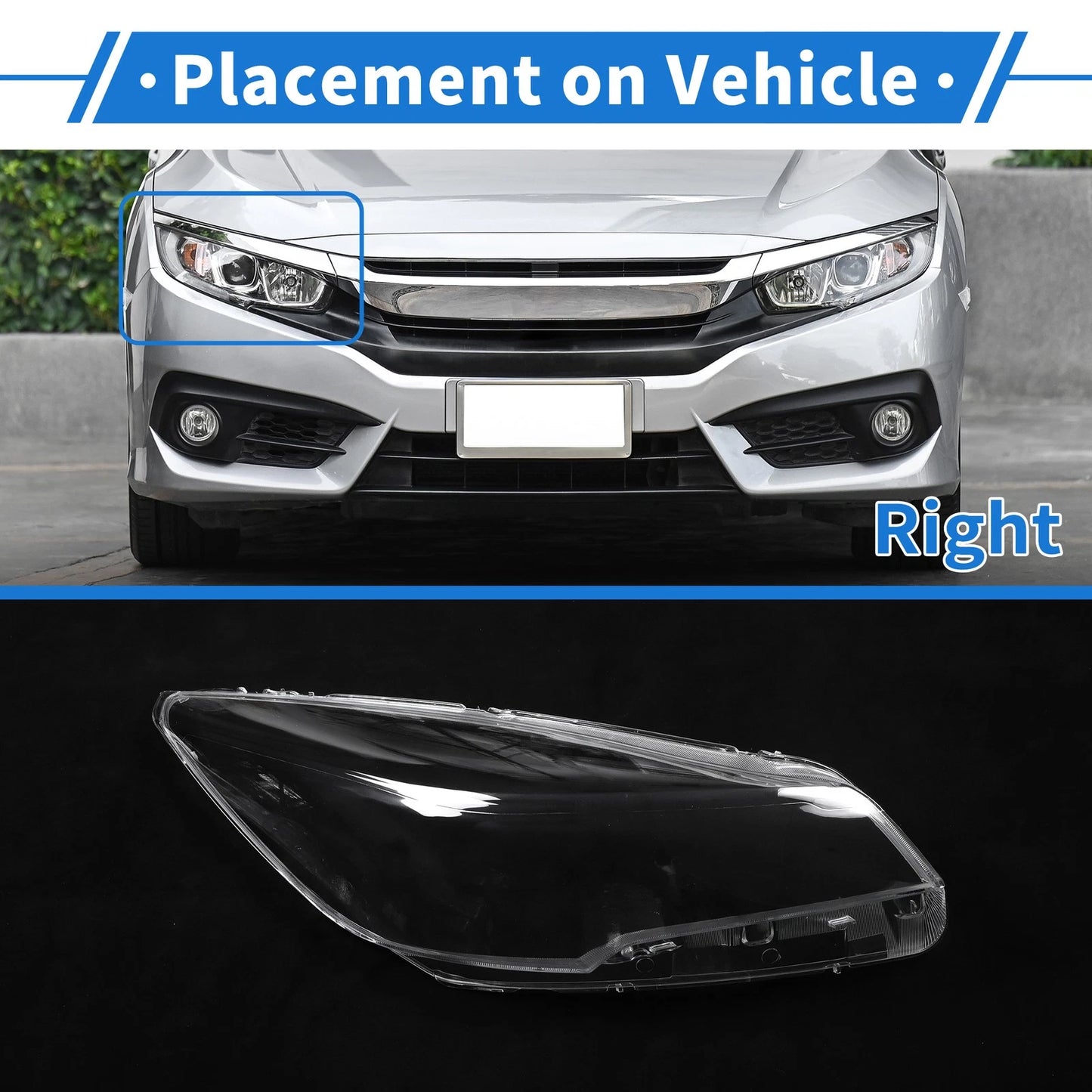 Car Front Right Headlight Lens Cover for Ford Escape (2013-2016)