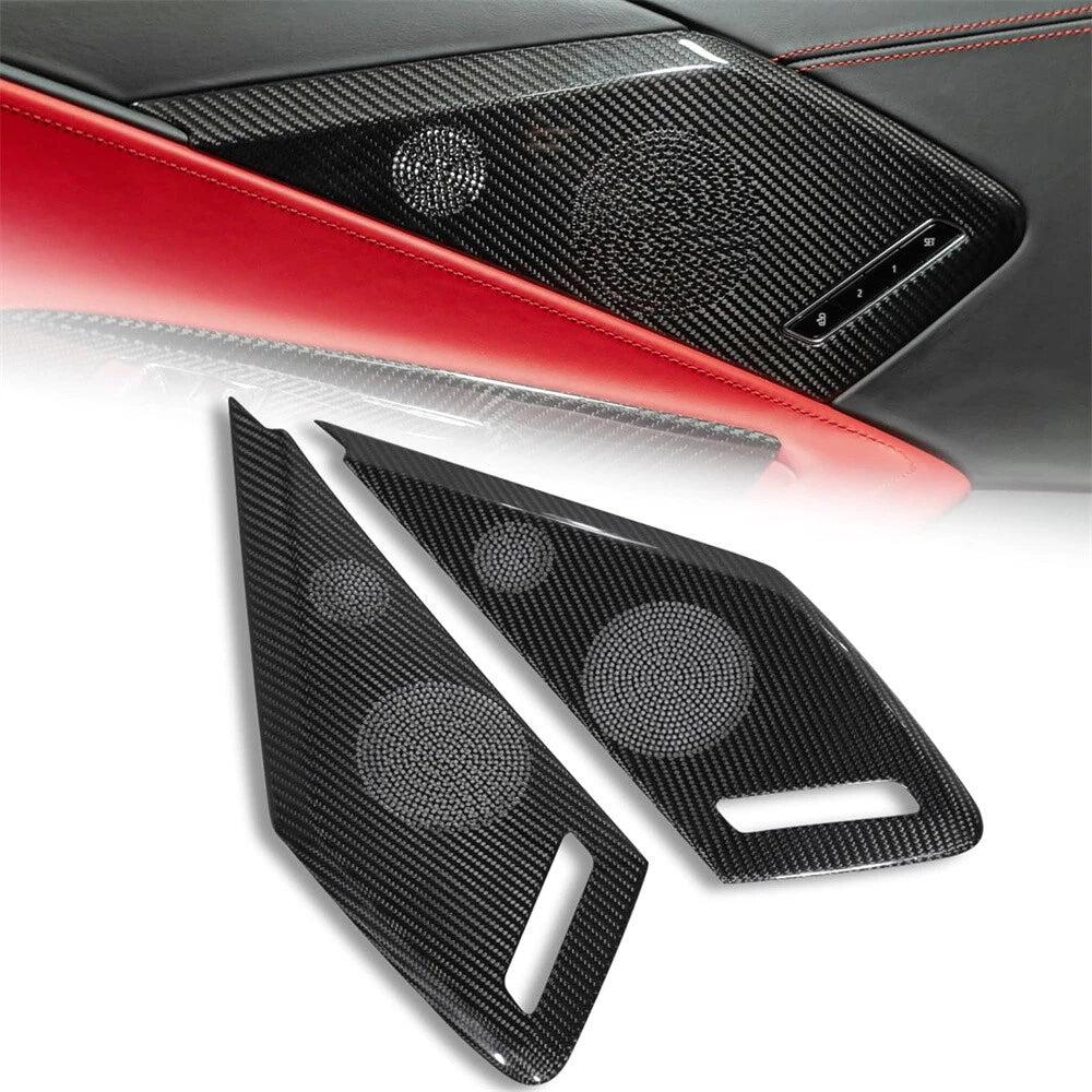 Real Carbon Side Door Speaker Covers for C8 Corvette Convertible Coupe (20-23)