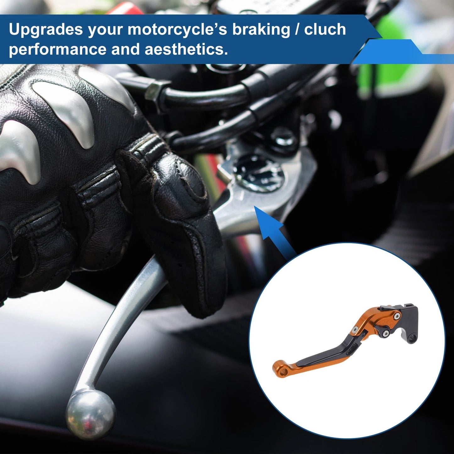 2 x Adjustable Brake Clutch Levers Orange Head Black Handle for Yamaha YZF R1
