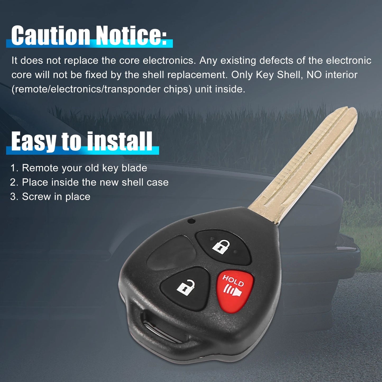 Key Remote Case for Toyota Camry (2007-2010) - 3 Button
